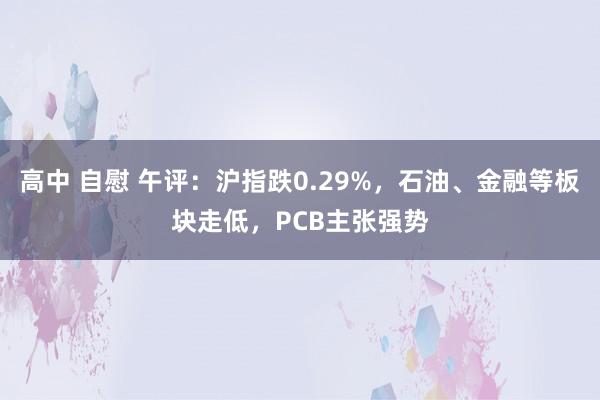 高中 自慰 午评：沪指跌0.29%，石油、金融等板块走低，PCB主张强势
