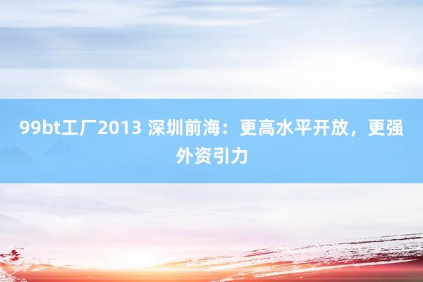 99bt工厂2013 深圳前海：更高水平开放，更强外资引力