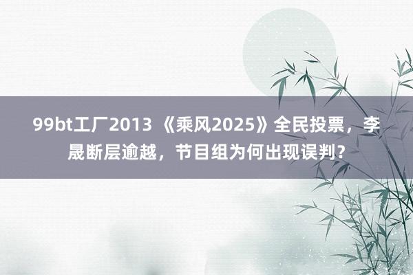 99bt工厂2013 《乘风2025》全民投票，李晟断层逾越，节目组为何出现误判？